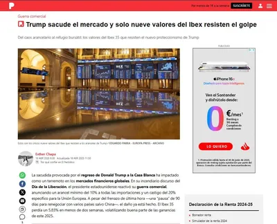 Trump sacude el mercado y solo nueve valores del Ibex resisten el golpe